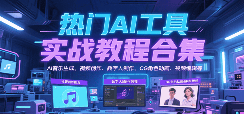 120期——热门AI工具实战教程合集，AI音乐生成、视频创作、数字人制作、CG角色动画、视频编辑等